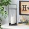 Black Iron Modern Candle Holder Lantern, 16" x 6" x 6"